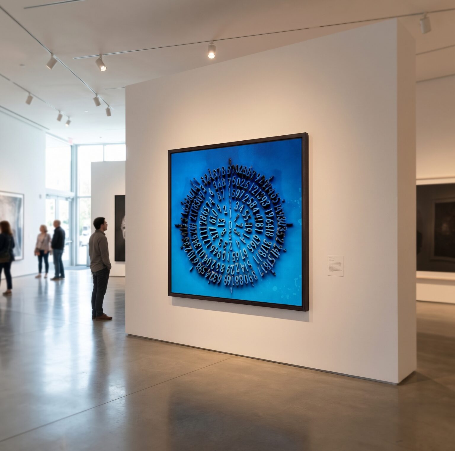 Computational preview of Infinity Clock, Sky Edition, installed in a gallery